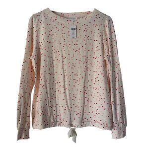 Soma Intimate Women's Heart Print LS Lounge Top, Size M NWT (Top Only)